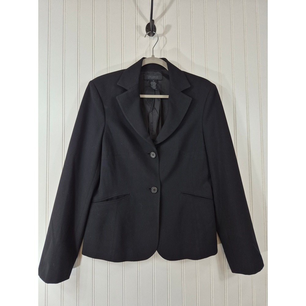 Vintage The Limited Womens Black Stretch Button Blazer Size M 90s Y2K Office